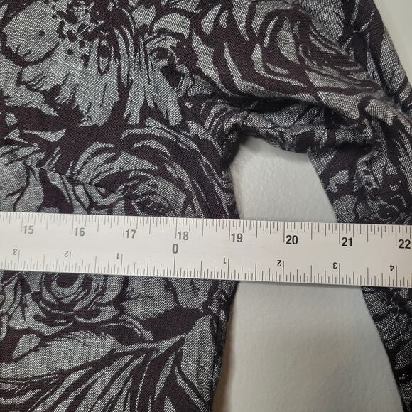 JM Collection Linen Jacket Women's Size‎ 10 Black Gray Dark Floral Button Front - Picture 11 of 14